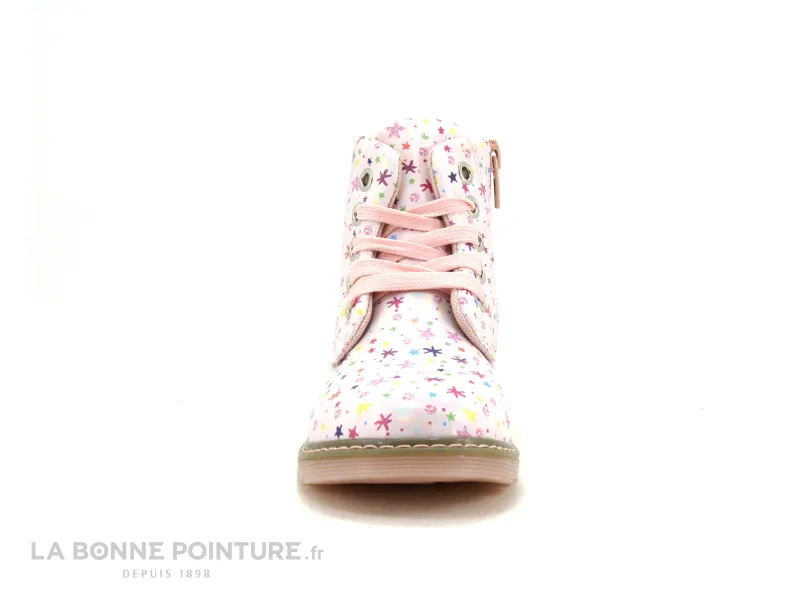 Achat chaussures Happy Bee Enfant Botte et Bottillon, vente Happy Bee B595180 Pink - Boots fille rose avec etoiles multicolores