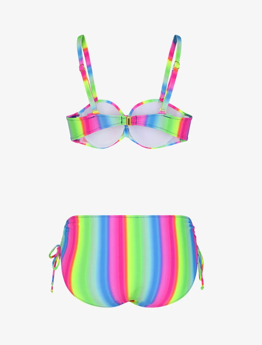 Bikini à imprimé arc-en-ciel - Bleu