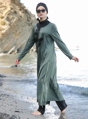 Burkini Full Covered Swimsuit Khaki