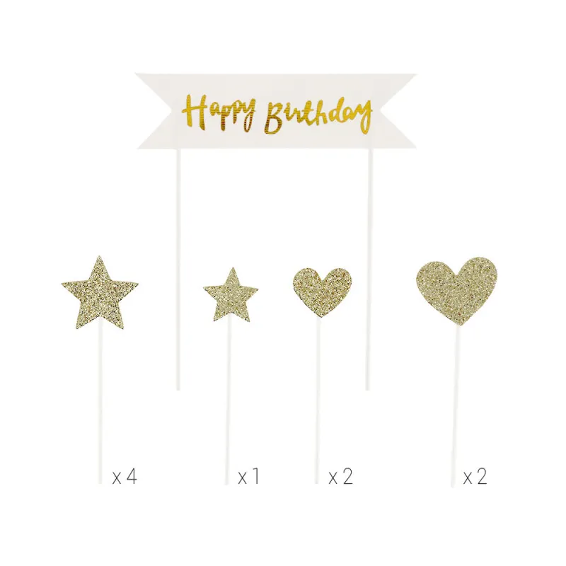Cakes toppers "Happy birthday" 2 (x10)