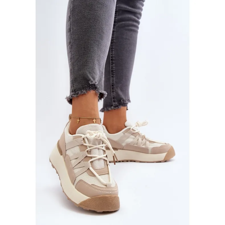 Chaussures De Sport Femme Baskets Beige Phyrena