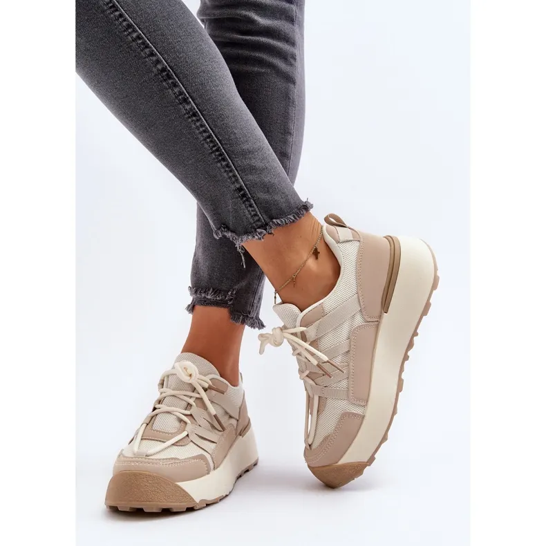 Chaussures De Sport Femme Baskets Beige Phyrena