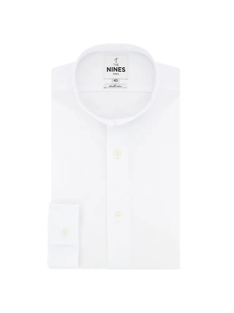 Chemise blanche en popeline petit col inversé