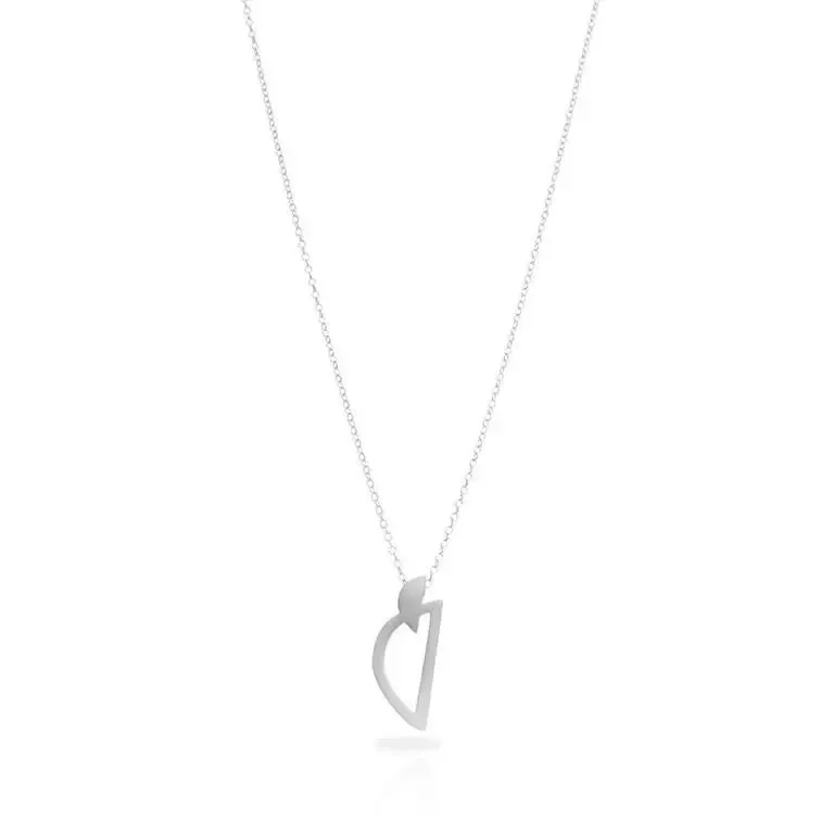 Collier argent RAS pendentif en demi cercle