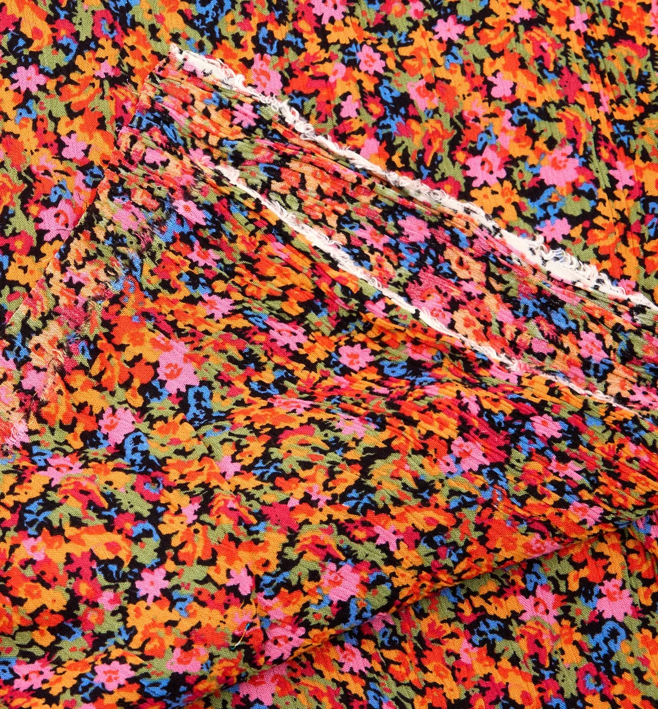 Coupon de 2 m viscose crinkle - Imprimé orange