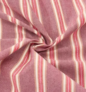 Coupon de 3 m en coton viscose - Rayé vieux rose