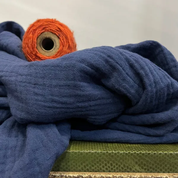 Coupon de gaze coton indigo 145x160  (J30)