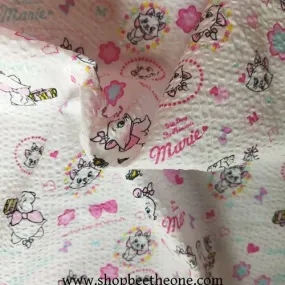Coupon de seersucker coton "chat blanc marie" - 50 x 50 cm