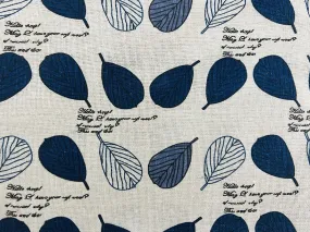 Coupon doublure tissus 80X100 Feuilles bleu - Lou Passion