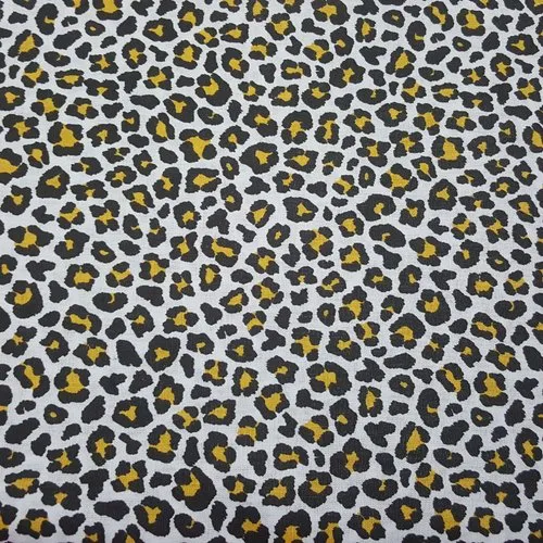 Coupon tissu 100% coton popeline motifs peau de léopard 1m x 1,80m pour 45 masques de protection