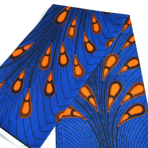 Coupon wax, tissu wax 6 yards, ankara wax 100% coton, ankara fabric, wax fabric, pagne africain bleu, motif "gouttes",
