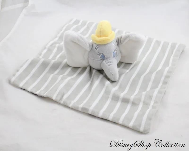 Doudou plat éléphant Dumbo DISNEY PRIMARK rayé gris étoiles 28 cm