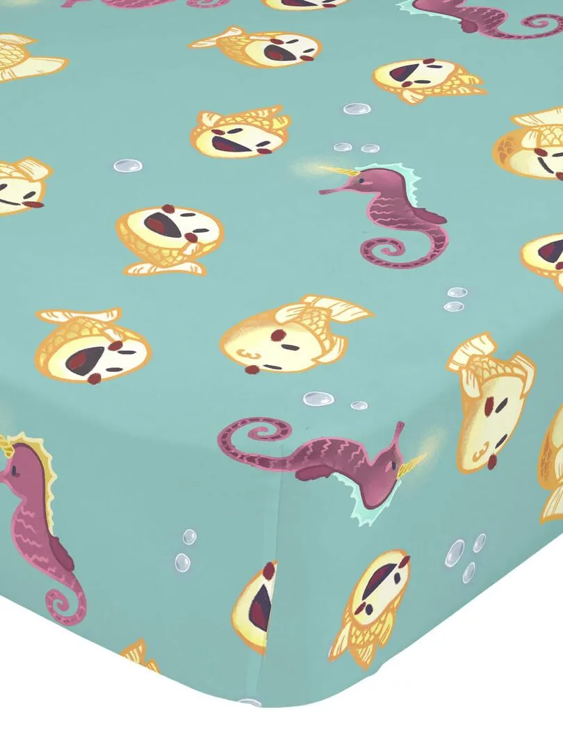 Drap-housse Happy mermaid "Happyfriday" - Blanc