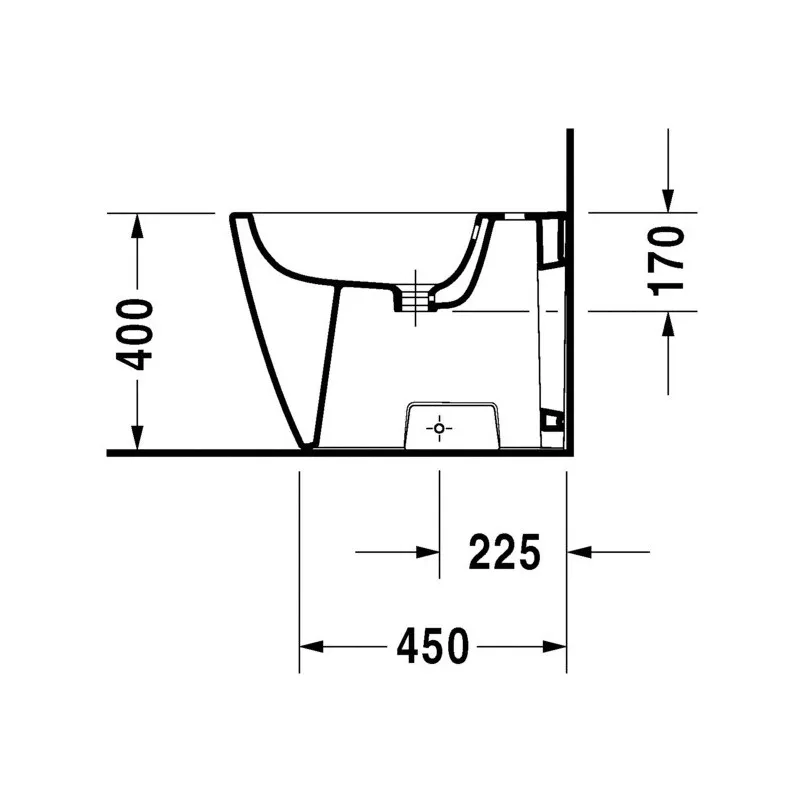 DURAVIT Happy D.2 Bidet  s/PIED 57 cm Happy D.2 BLANC BACK TO WALL: 2267100000