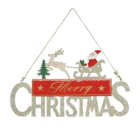 Déco de noël à suspendre pancarte christmas l 35cm