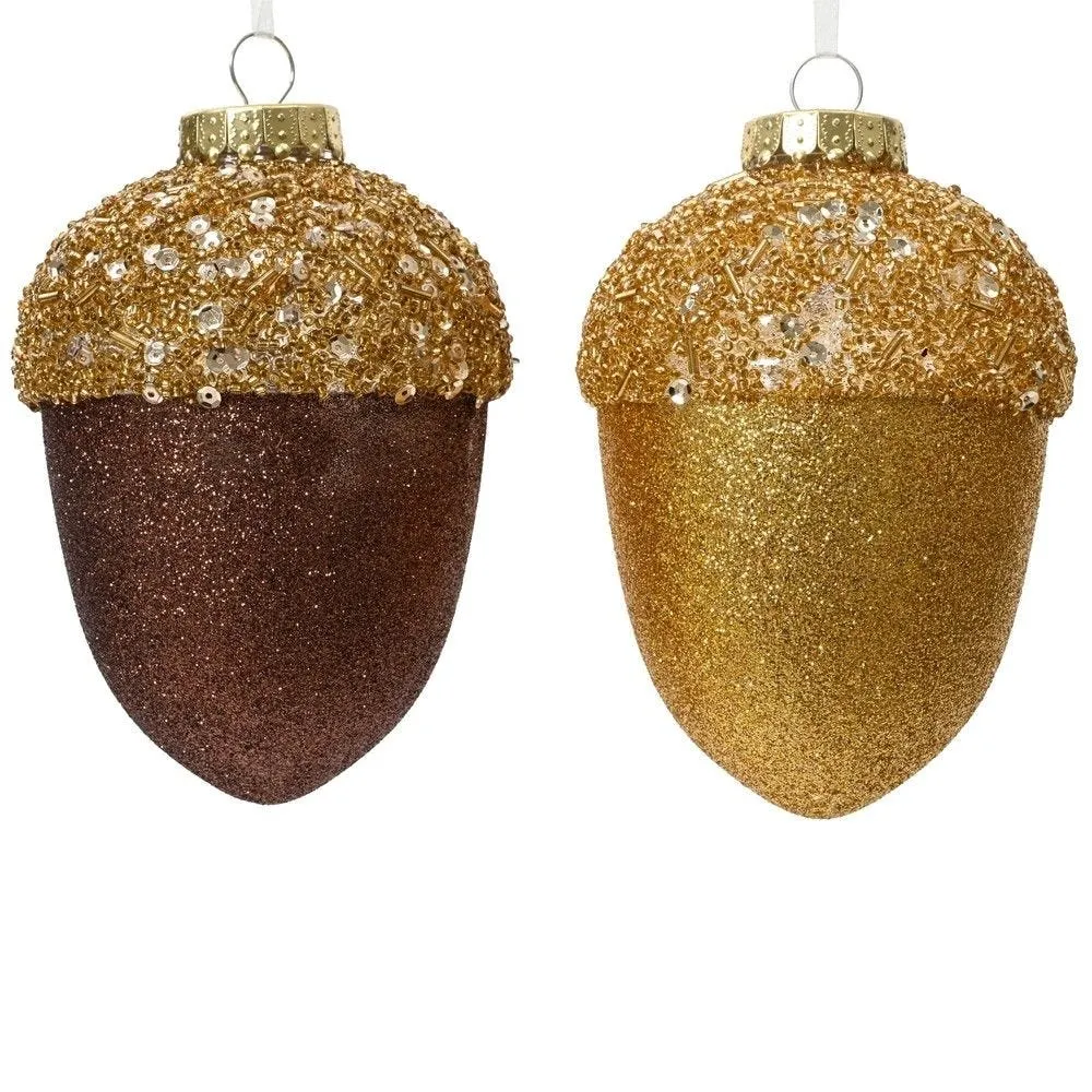 Gland doré pailleté à suspendre H 12,5cm - 2 coloris possibles