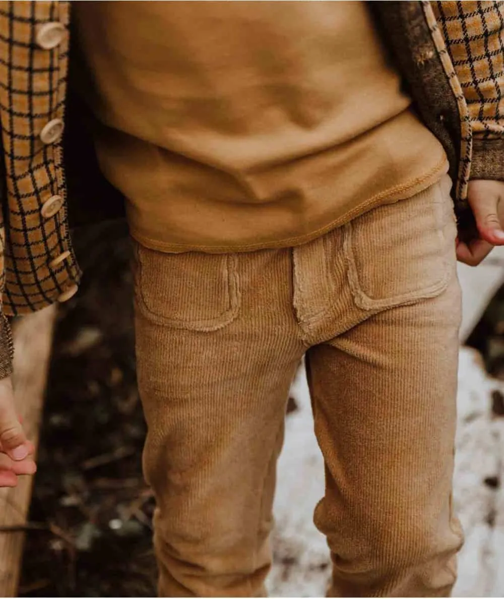 Little Hedonist : Pantalon semi-évasé pattes d'éléphant 'Boy' - Iced Coffee - 100% Ecoresponsable - Mer(e)veilleu
