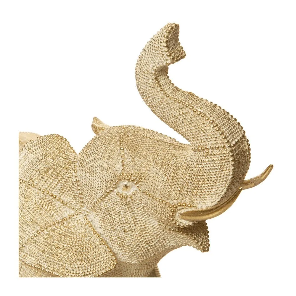 Objet déco éléphant en résine dorée motifs en relief l 38cm
