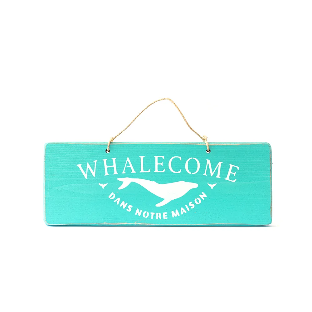 Pancarte WHALECOME bleue canard