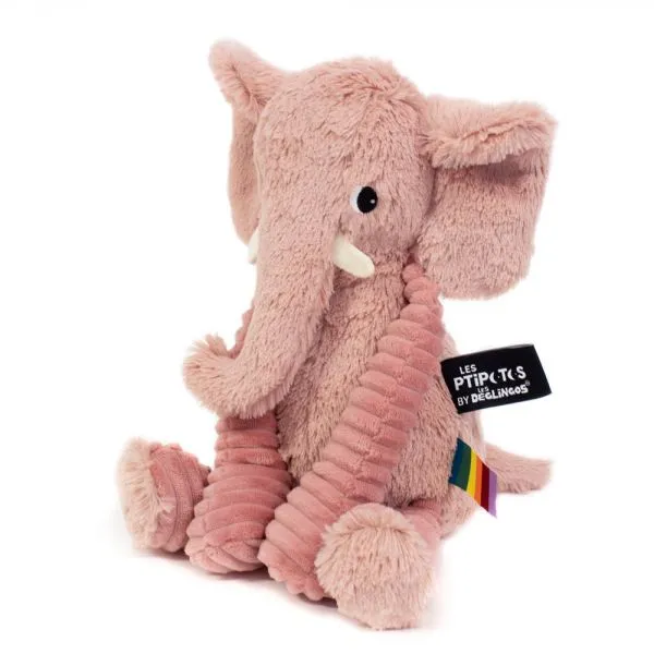 Peluche Les Ptipotos éléphant Dimoitou rose