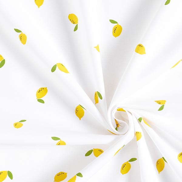 Popeline coton Citrons – blanc