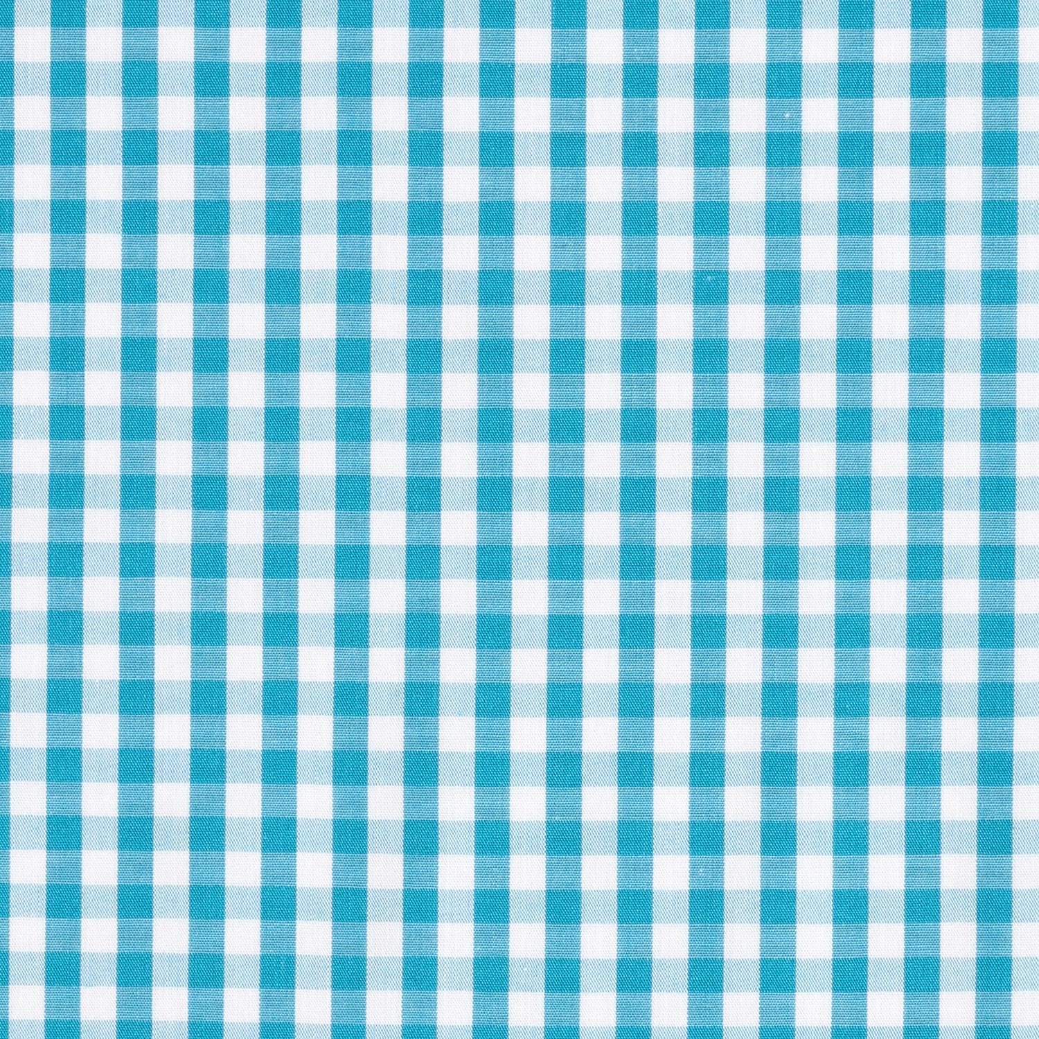 Popeline coton petit Vichy – turquoise/blanc