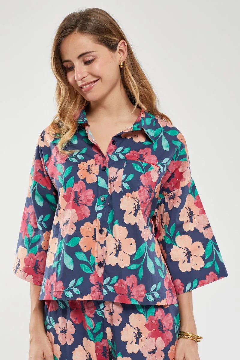 Pyjama imprimé "fleurs" - popeline