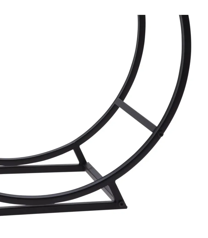 Range bûches cercle pour intérieur en métal noir 50x25x51.5cm