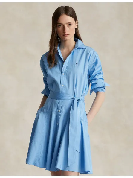 Robe courte évasée en popeline Ralph Lauren