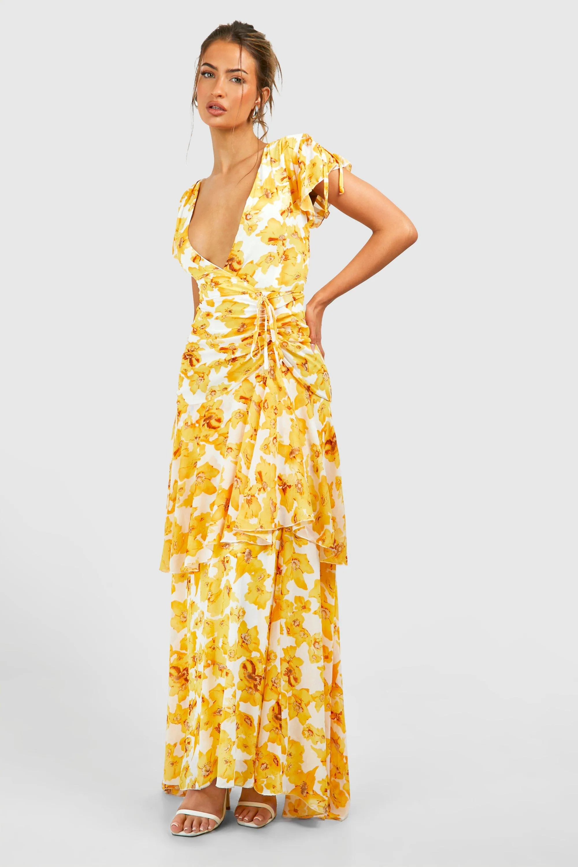 Robe fleurie froncée