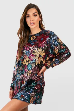 Robe premium fleurie à sequins