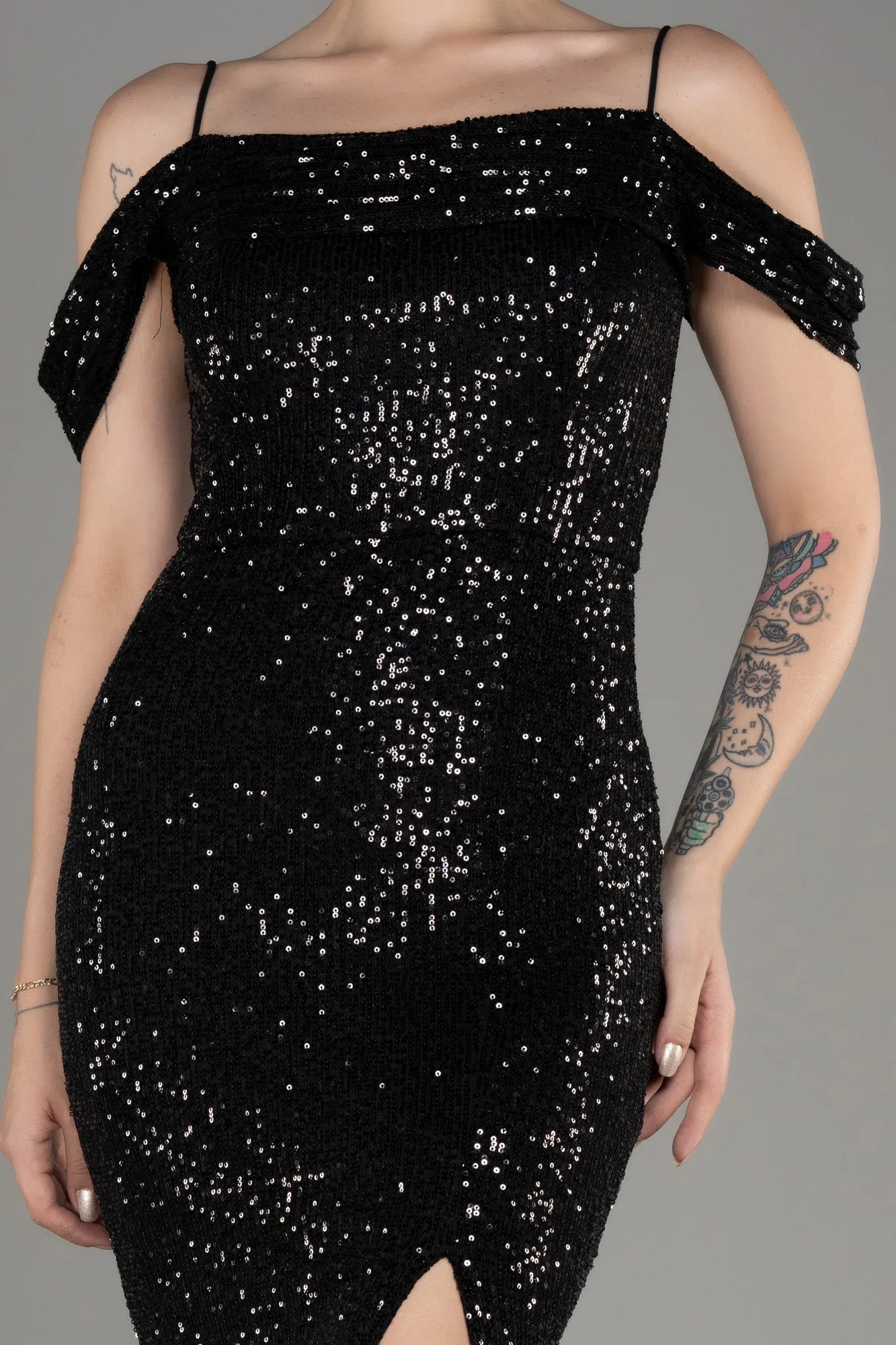 Robe Queue de Poisson Longue Squameuse Noir ABU3967