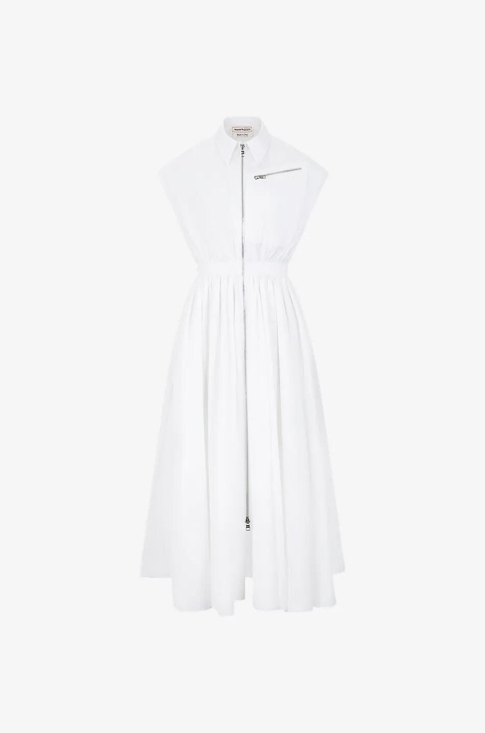Robe zippée midi en popeline Dropped Shoulder