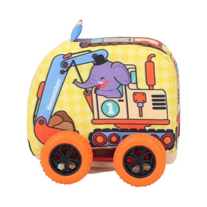SALALIS Jouet Voiture Tissu Enfant Animal Dessin Anime Retour en Arriere Interaction Parent-Enfant Bebe Doux 1-3 Ans Éléphant
