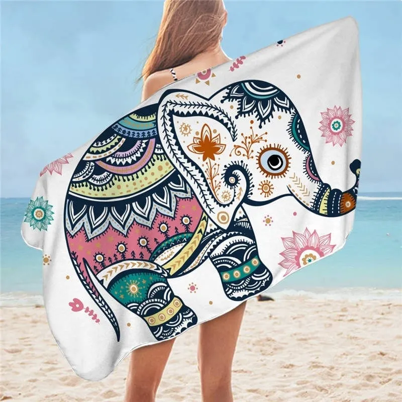Serviette de plage en microfibre éléphant