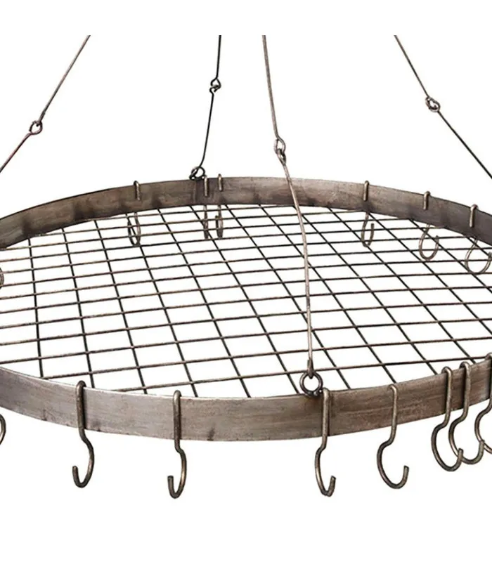 Support à casseroles et poêles rond à suspendre en métal 70.5x6x74cm