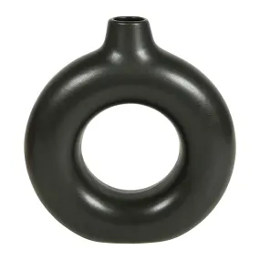 Vase cercle céramique noir H 22.5cm 