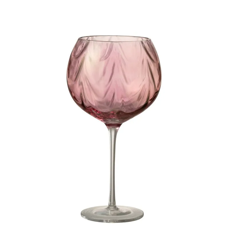 Verre à vin irrégulier en verre rose H21cm J-Line 